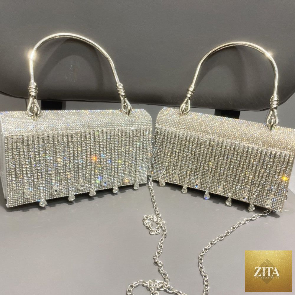 Shomicoboutique rhinestone designer chain bag with star and diamond embellishments, chic evening clutch for women, luxury hollow purse