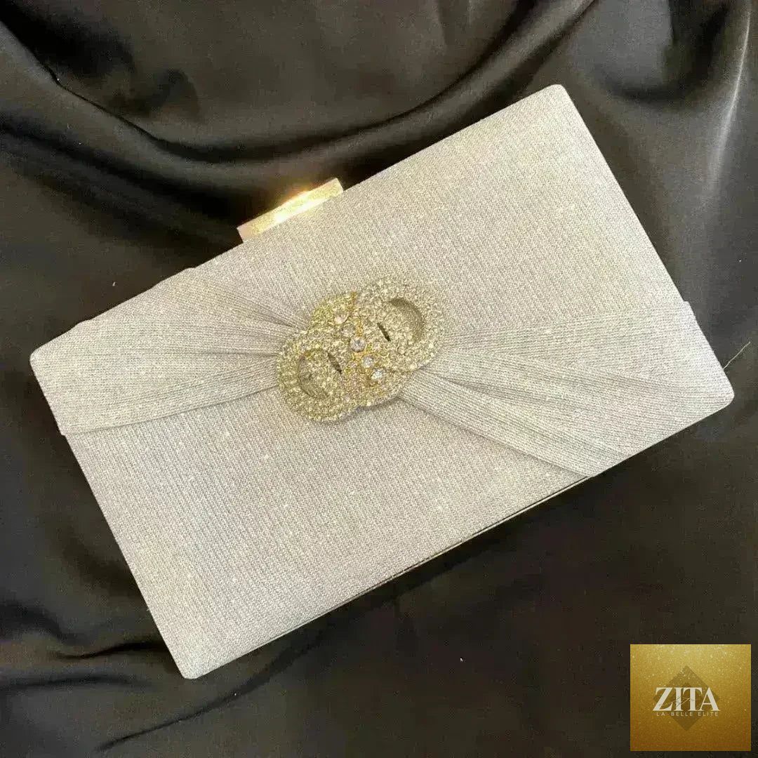 Femstylo diamond button-filled square clutch bag with diagonal design, perfect for weddings and birthdays.
