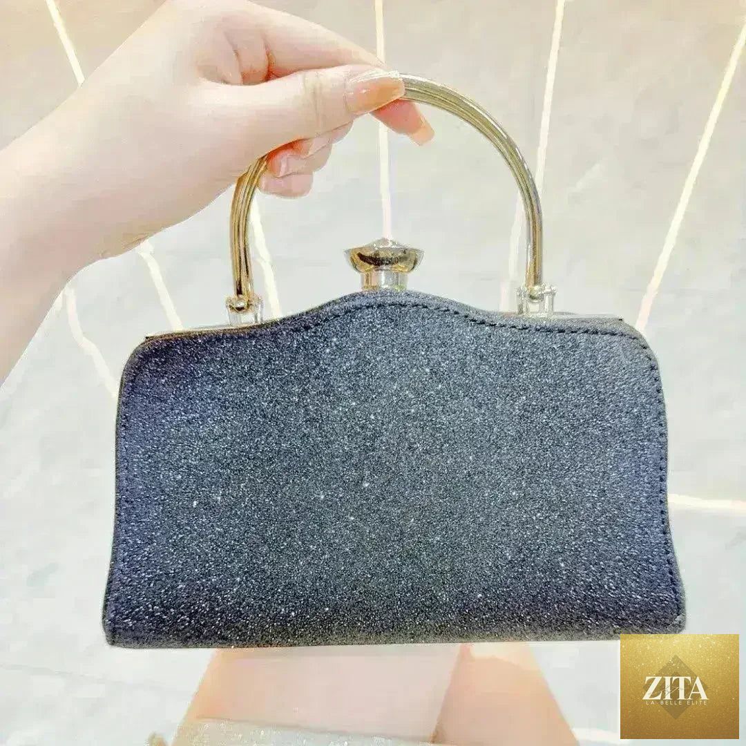 Femstylo diamond inlaid convertible evening clutch handbag with elegant design and sparkling embellishments.
