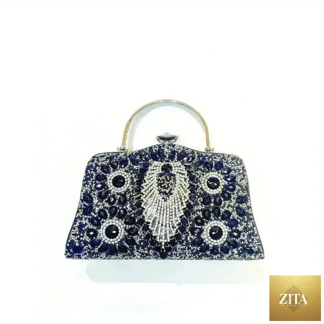 Femstylo diamond inlaid convertible evening clutch handbag with elegant design and sparkling accents for formal occasions.