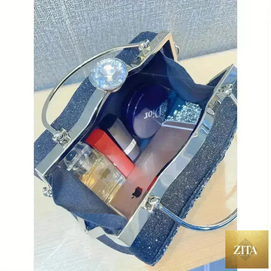Femstylo diamond inlaid convertible evening clutch handbag with elegant design and sparkling details for formal occasions.