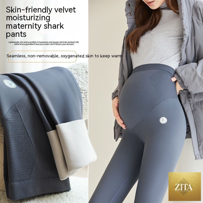 Fleece-lined maternity leggings by FitiqueFit featuring a stretchy waistband and comfortable fit for pregnant women.
