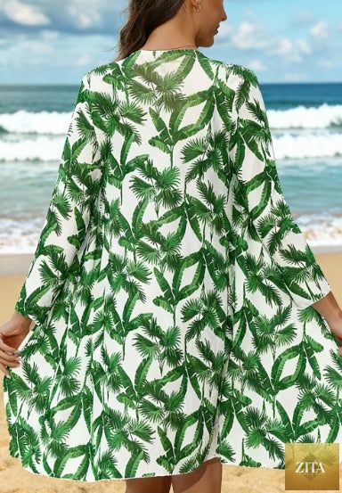 Women's 3-piece long sleeve swimsuit set by Zita La Belle Elite, featuring a stylish swimwear top, bottom, and cover-up in vibrant fabric.