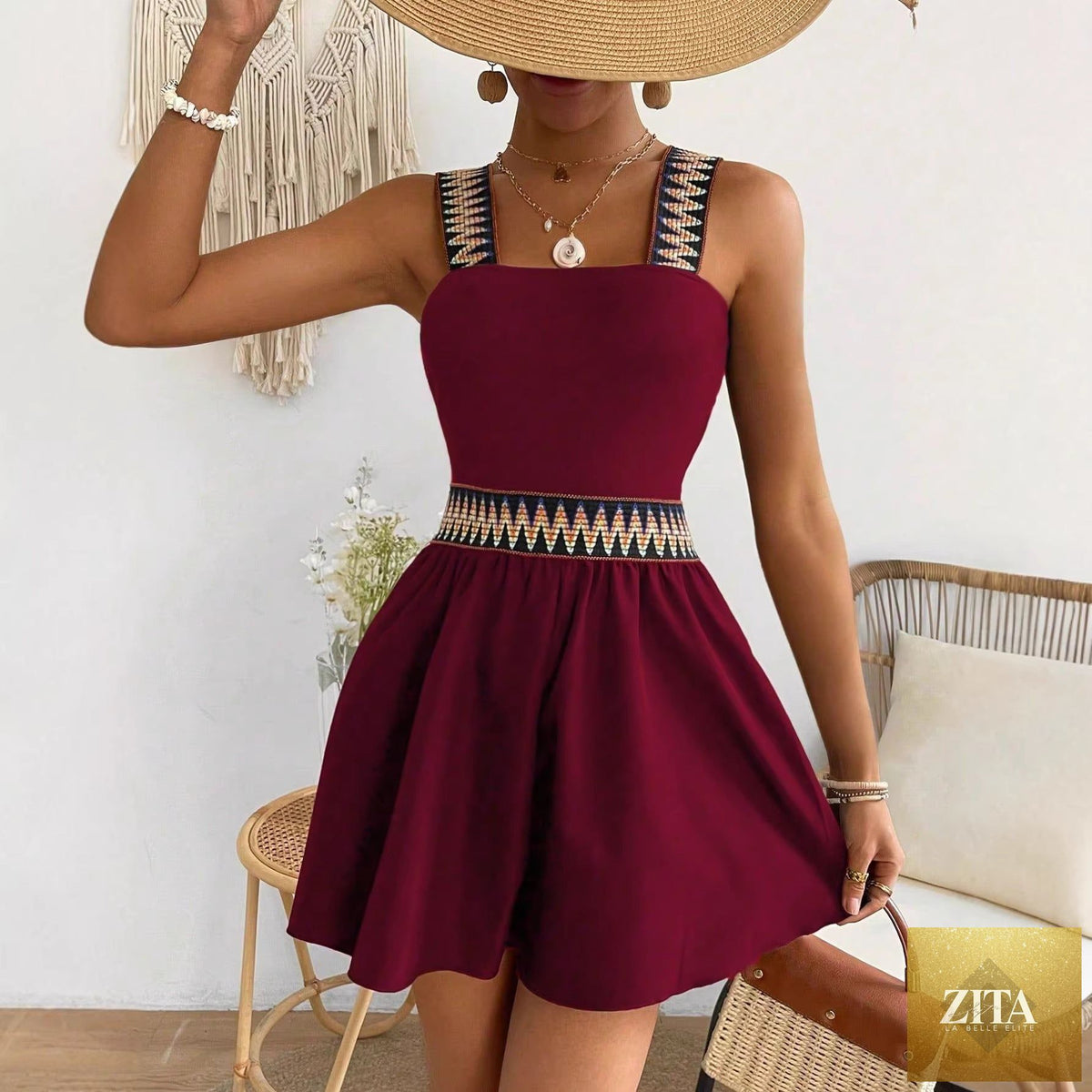 Zita La Belle Elite women's sleeveless wide-leg jumpsuit with cinched waist, perfect for resort-style casualwear.