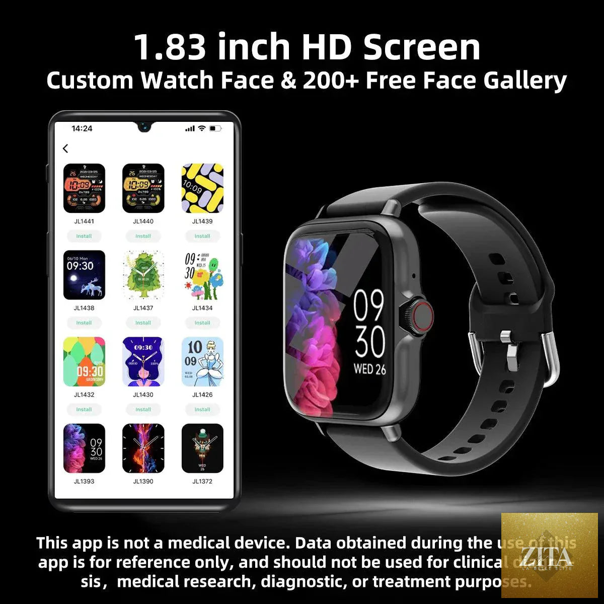 Mandotos SmartTech waterproof smartwatch with call, message alerts, sleep monitoring, and pedometer for iPhone and Android.