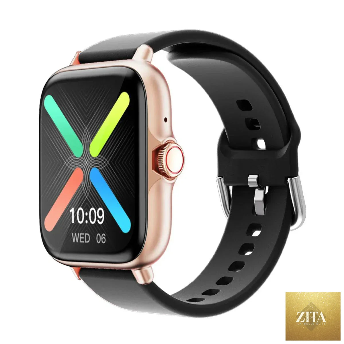 Mandotos Waterproof Smart Watch with 1.83-inch display, call/message alerts, sleep tracking, and sports pedometer for iPhone and Android.