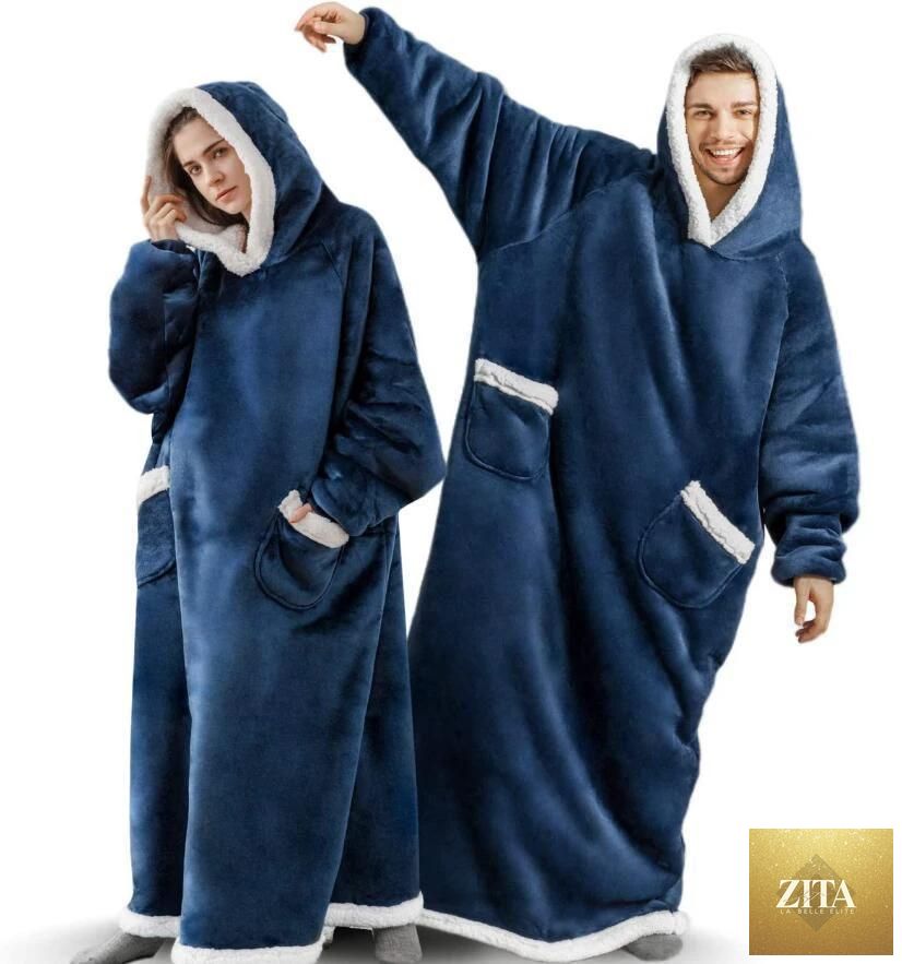 Mandotos oversized winter hoodie blanket with pockets, cozy warm home clothes for women and men, soft pullover for cold weather