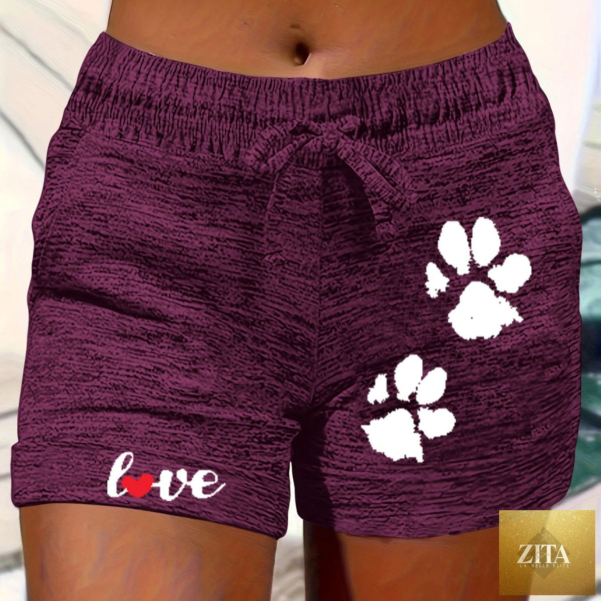Women's printed elastic waist cropped shorts with pockets by Zita La Belle Elite, featuring a casual design and colorful print.