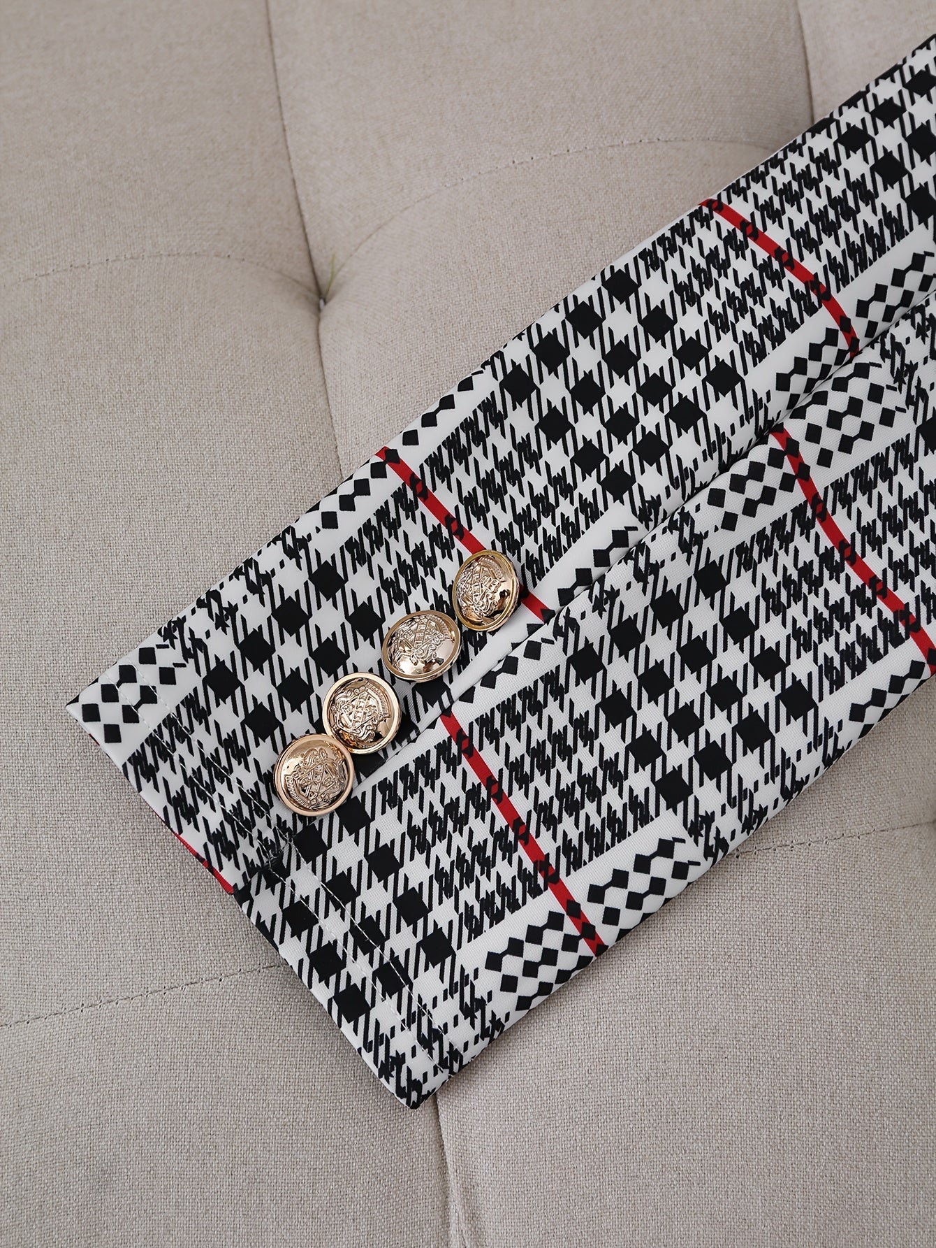 Plus size plaid skirt suit for women by FitiqueFit, featuring a two-piece blazer and high-waist skirt for casualwear.