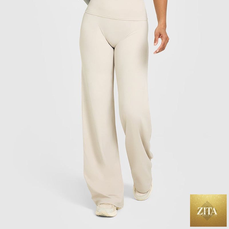 Loose Straight-leg Yoga Pants That Create A Slimming High-waisted Look