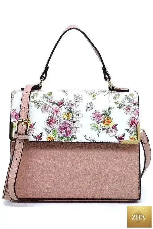Femstylo vegan leather satchel bag with top handle and crossbody strap, showcasing its sleek design and textured surface.