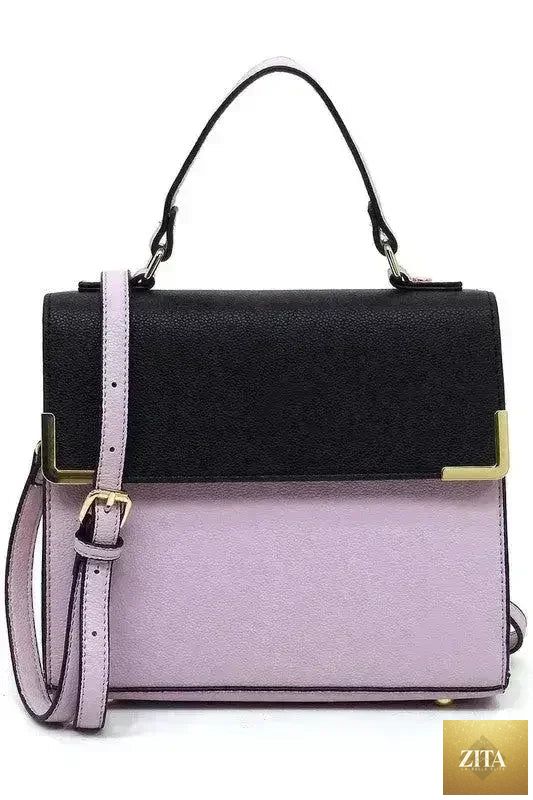 Vegan leather satchel bag with top handle and crossbody strap, Femstylo Bags & Wallets collection, stylish and versatile design