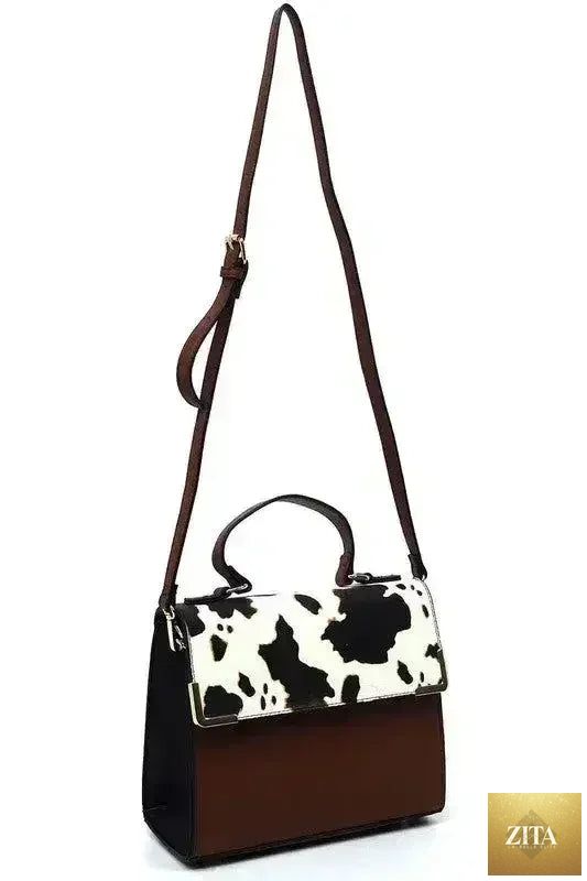 Vegan leather satchel bag with top handle and crossbody strap, Femstylo brand, in a sleek, stylish design.