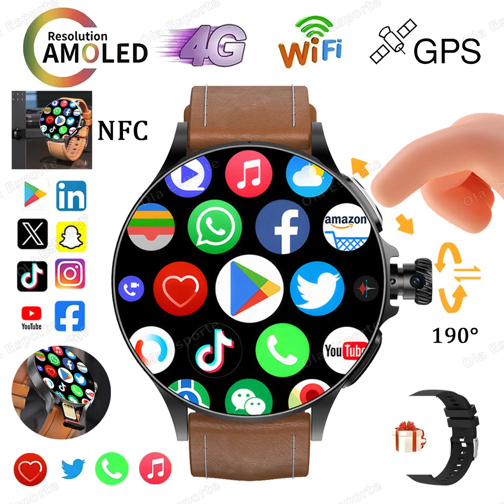 Sim Card NFC Smart Watch GPS Tracker 5G/WIFI BT Call 800W Camera 1.95Inch Payment Heart Rate Fitness Sport 1000Mah Smartwatch Me
