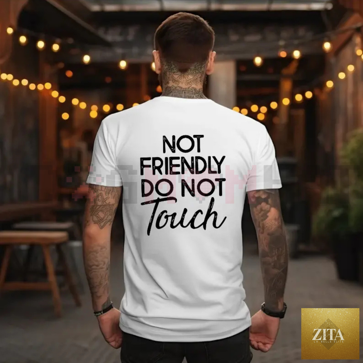 Dog Mom Hat men's casual streetwear T-shirt with "Not Friendly Do Not Touch" graphic, featuring a comfortable, relaxed fit.