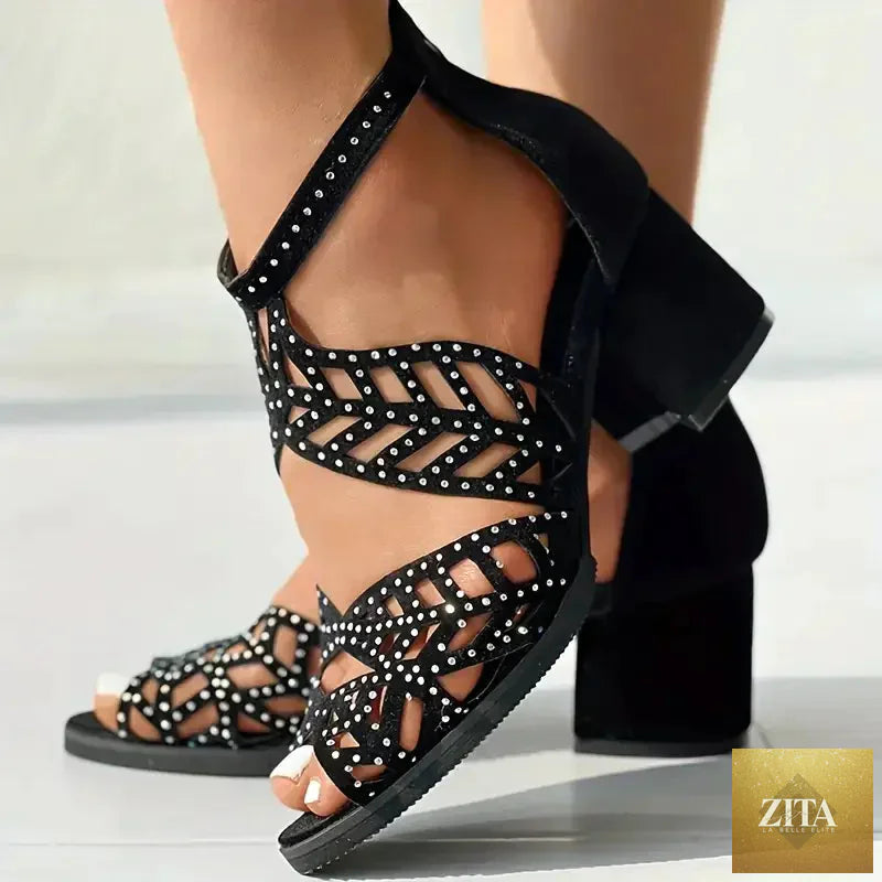 Breathable women's fish mouth sandals with thick heels, stylish summer footwear from Trendy Attic Store01.
