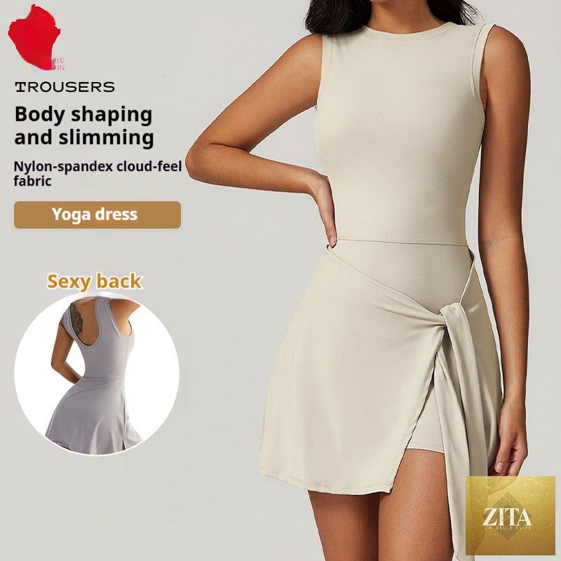 Women's sleeveless yoga dress by Zita La Belle Elite, casual fitness mini dress designed for active wear and stylish comfort.