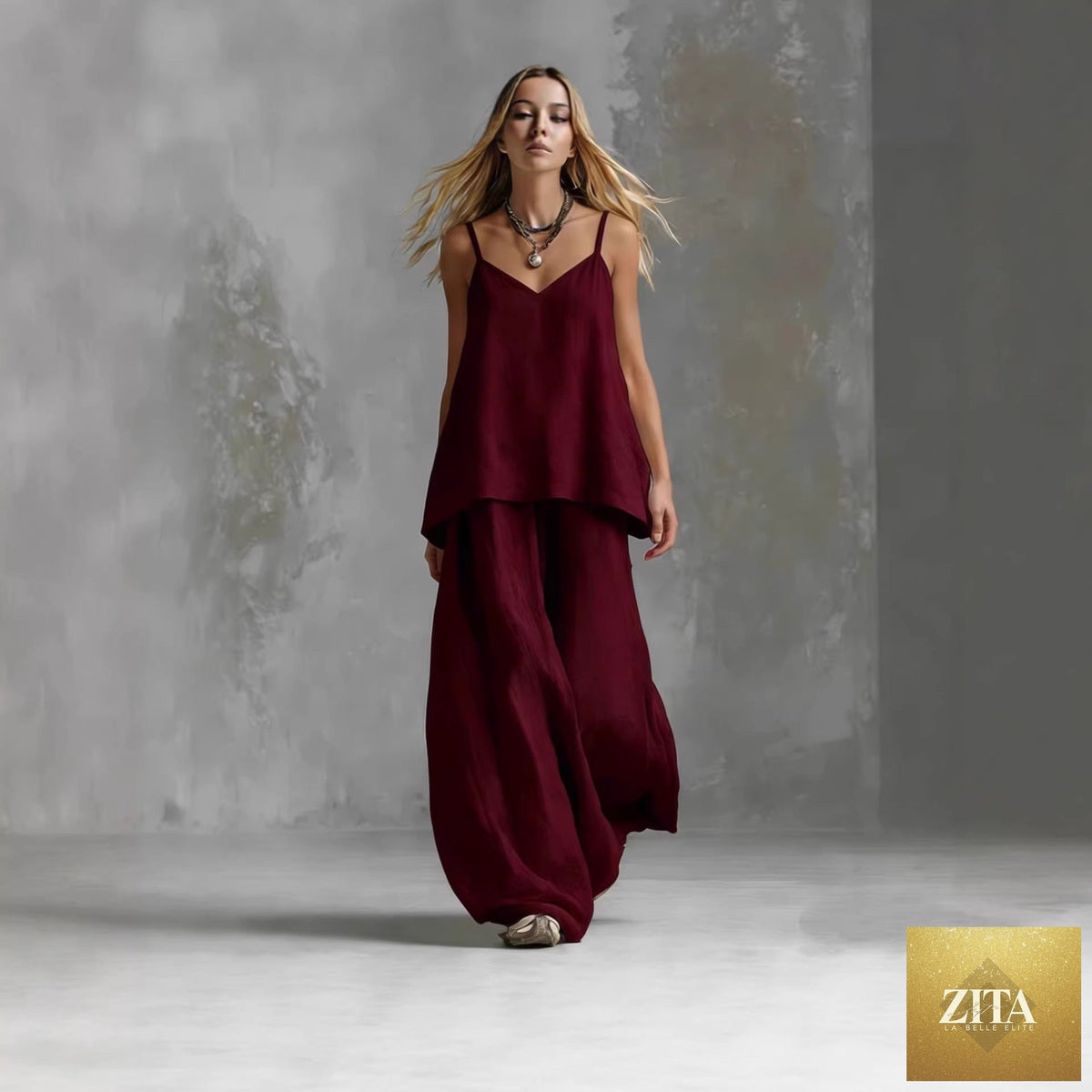 Women's sleeveless off-shoulder pantsuit by FitiqueFit featuring elegant casualwear with a stylish two-piece design.
