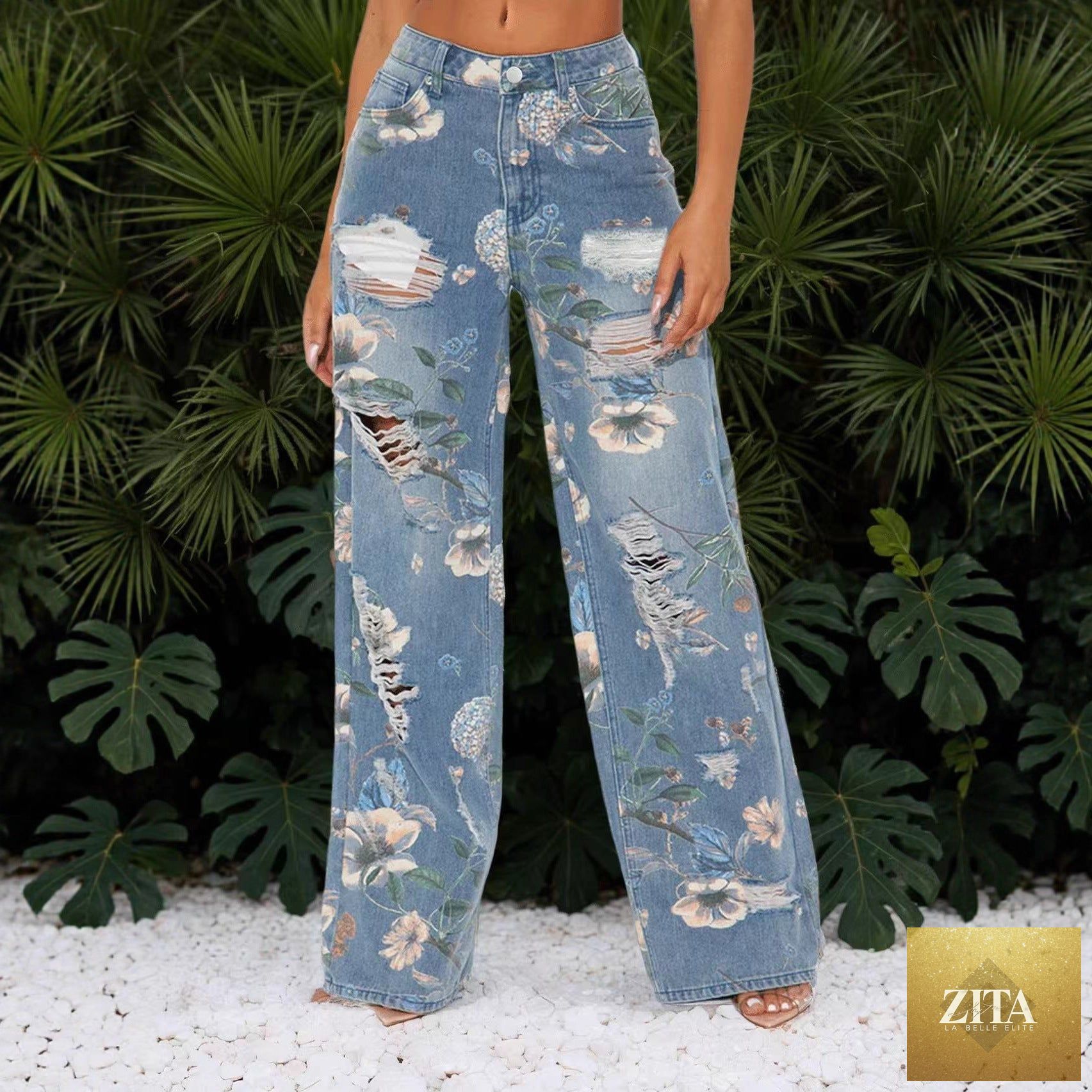 High-waisted Loose-fitting Wide-leg Floor-length Pants