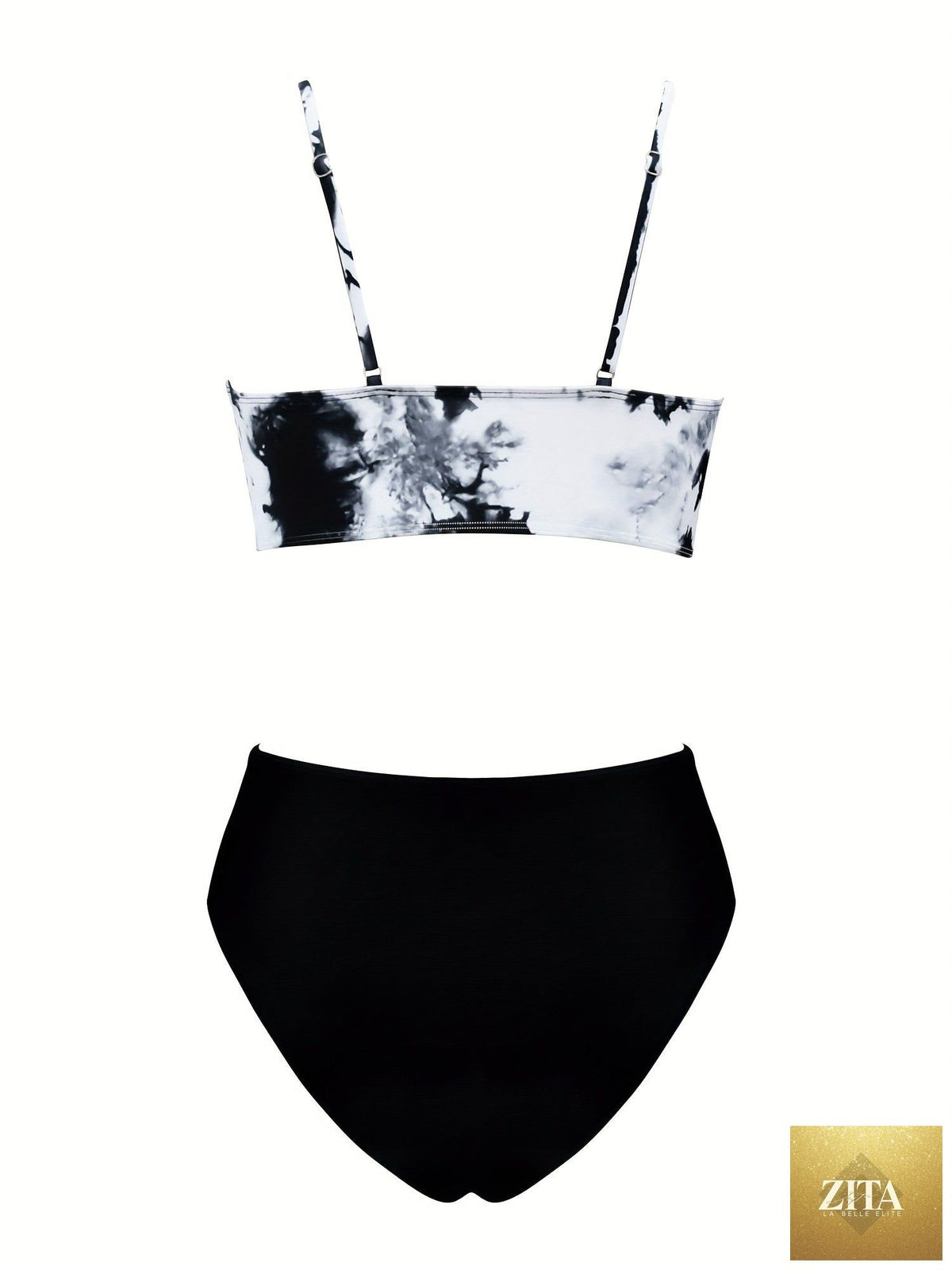 Stevvex Coastal Flair V-Neck Bikini Set with colorful random print, spaghetti straps, high-cut shorts, perfect for summer beach and pool days.