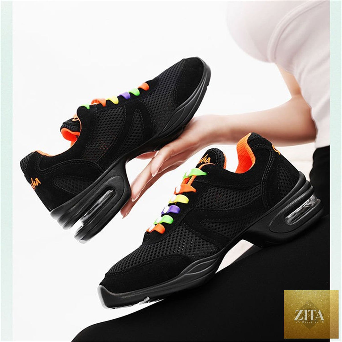 Women’s Air Cushion Mesh Modern Dance Shoes by Zita La Belle Elite, slip-on style with breathable mesh and cushioned sole.