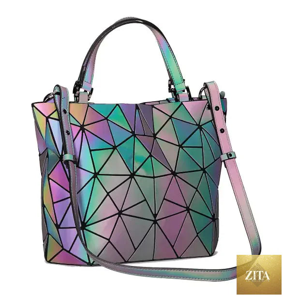 Geometric laser-cut women's handbag and crossbody bag in stylish design, featuring a modern pattern and adjustable strap.