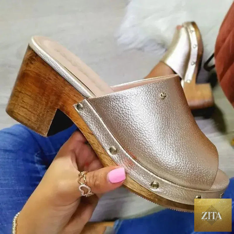 Women thick-heeled wedge platform sandals with ankle straps, stylish and comfortable, from Trendy Attic Store01.
