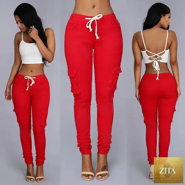 Elegant elastic women's pants by nowadaysfashion featuring oversize drawstring style, long pencil cut, perfect for office or casual wear.