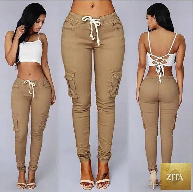 Elegant elastic women’s oversize drawstring long pencil pants by nowadaysfashion, featuring a slim fit and office-appropriate style.