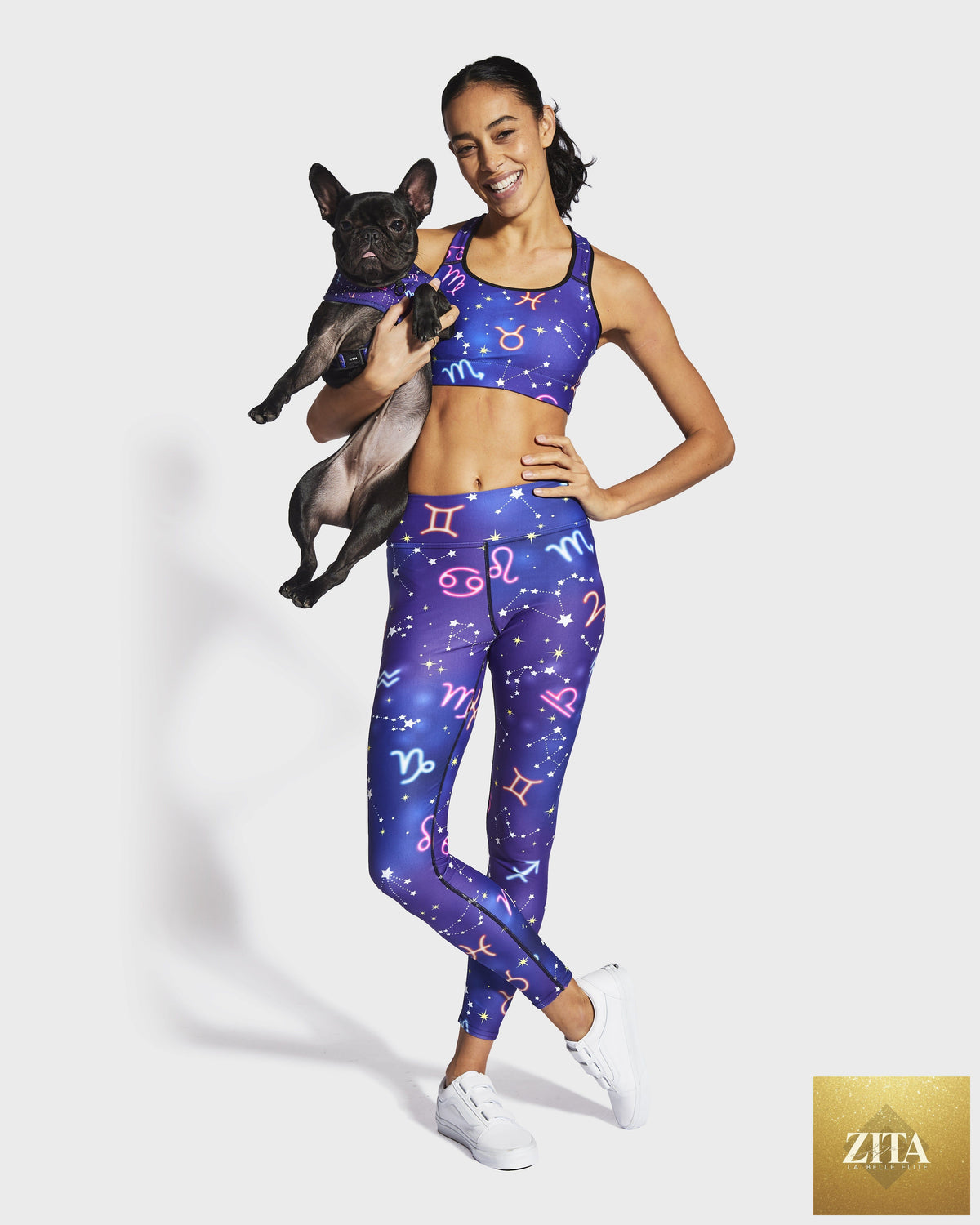 Zodiac Drip Yoga Leggings by RUFFHAUS NYC featuring vibrant drip pattern and comfortable stretch fabric for active wear.