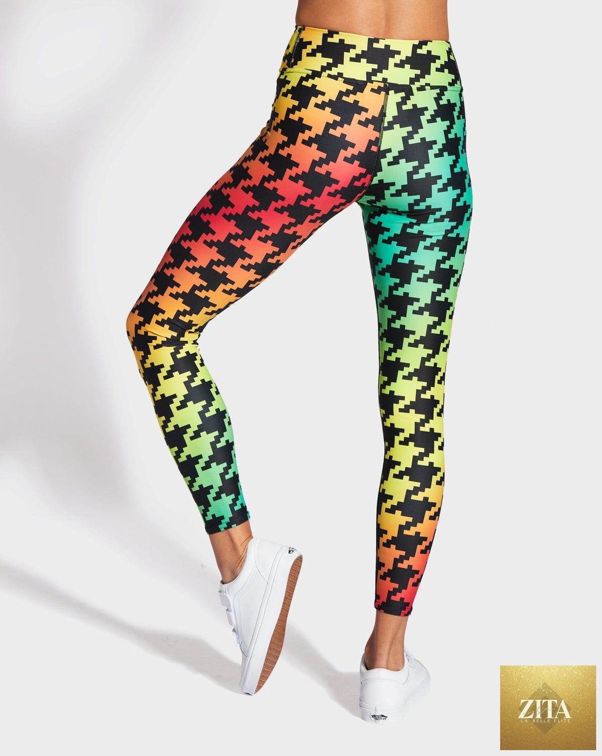 Ruffhaus NYC Bless Up yoga leggings in black, fitted with high waist, stretchy fabric and subtle logo details on the front.