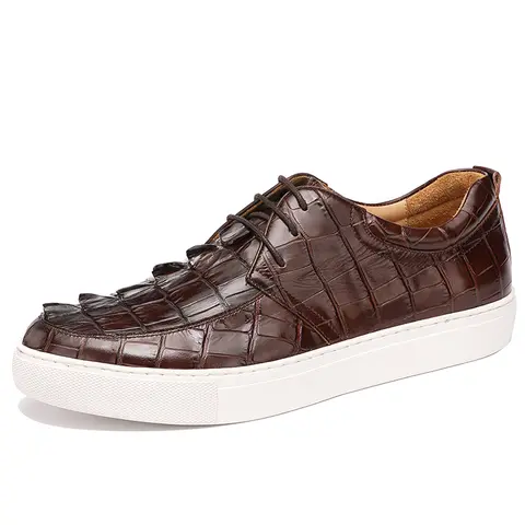 Handmade men's Crocodile Sneakers by Don John, featuring textured crocodile leather and stylish design, from donjohnbyvictoriacharles.