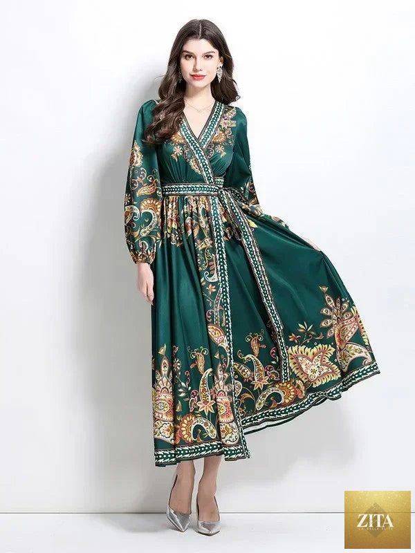 Femstylo women's long maxi dress in flowing fabric, stylishly designed, perfect for casual or elegant occasions.