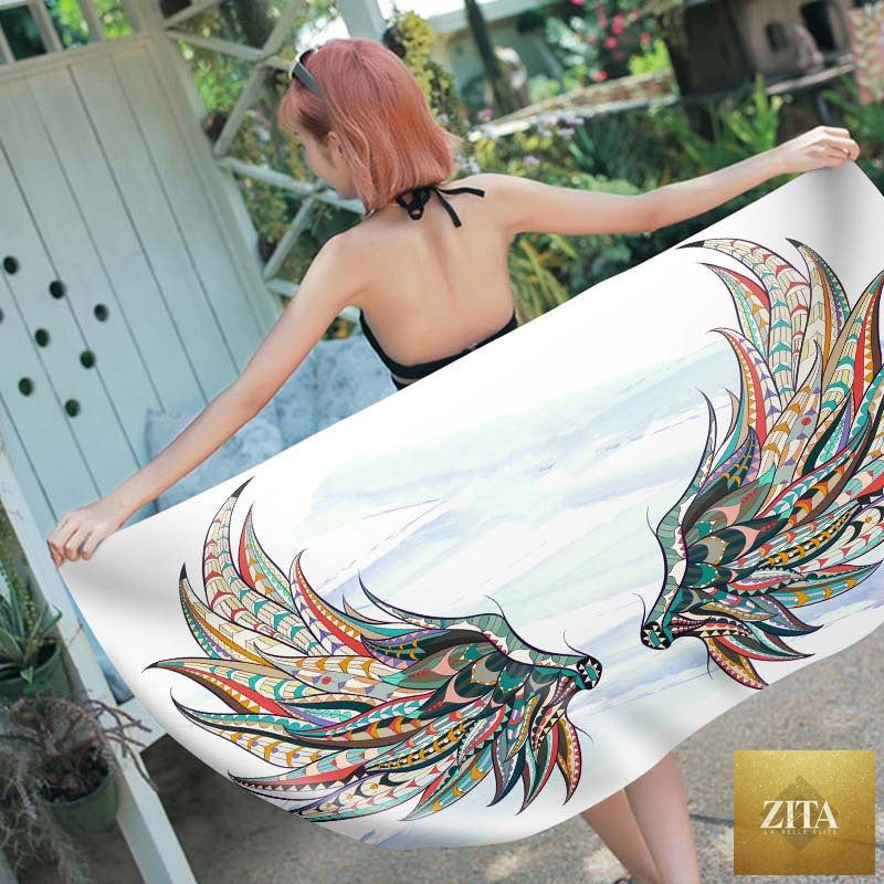 Digital print rectangular beach towel from My Store with vibrant patterns, perfect for lounging at the beach or pool.