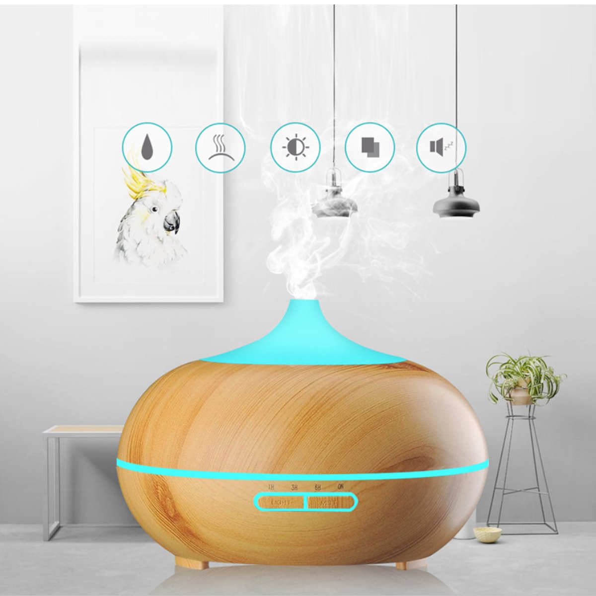 Mistyrious Essential Oil Humidifier Natural Oak Design With Easy Salmon Lucky