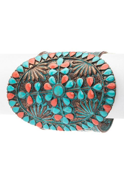 Oversize Western Statement Open Cuff Jade Icarus