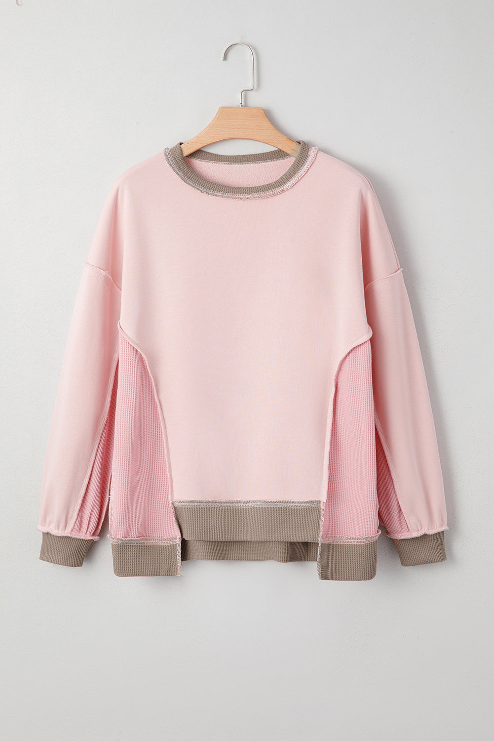 Colorblock Waffle Patchwork Oversize Sweatshirt Byzantium Bay