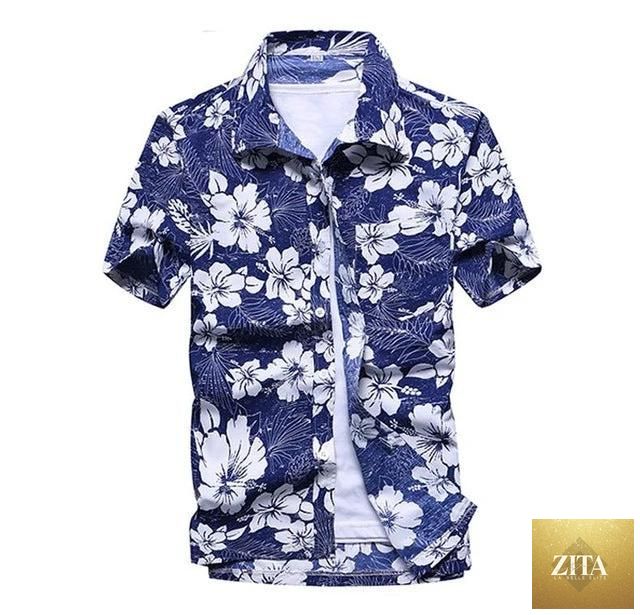 Mandotos short-sleeved aloha shirt for men, stylish fashion chemise blouse with vibrant tropical print and casual fit.