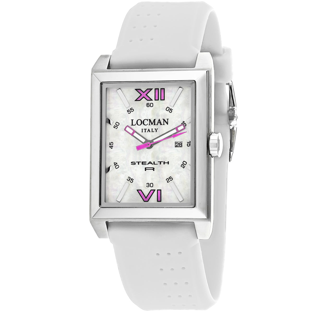 Elegant Locman men's classic watch with a sleek design and stainless steel band, showcasing a sophisticated timepiece.