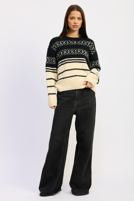 FAIR SLE STRIPED OVERSIZE SWEATER Jade Icarus