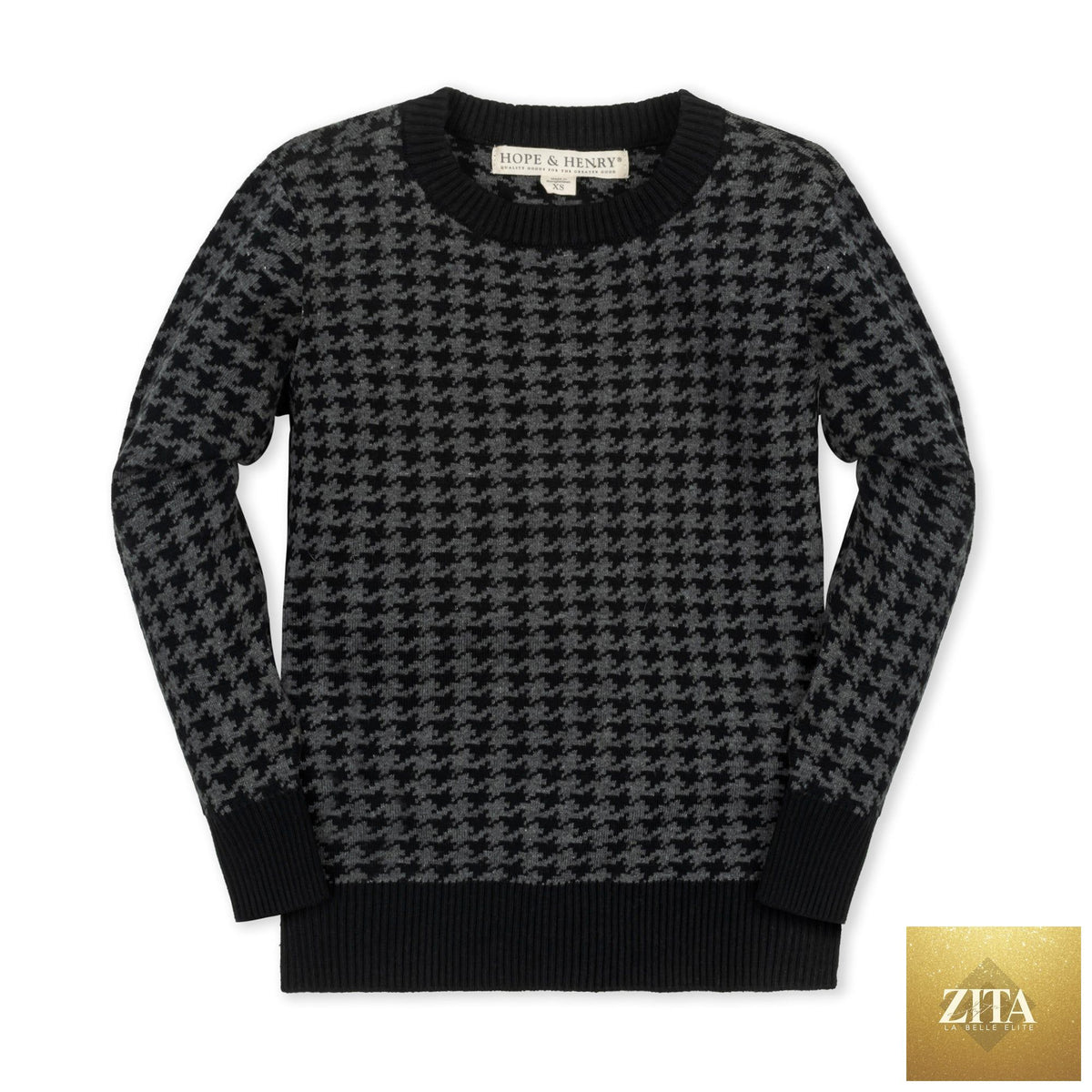 Baby organic intarsia crew neck sweater by Hope & Henry, featuring colorful knit design and soft fabric for comfort.