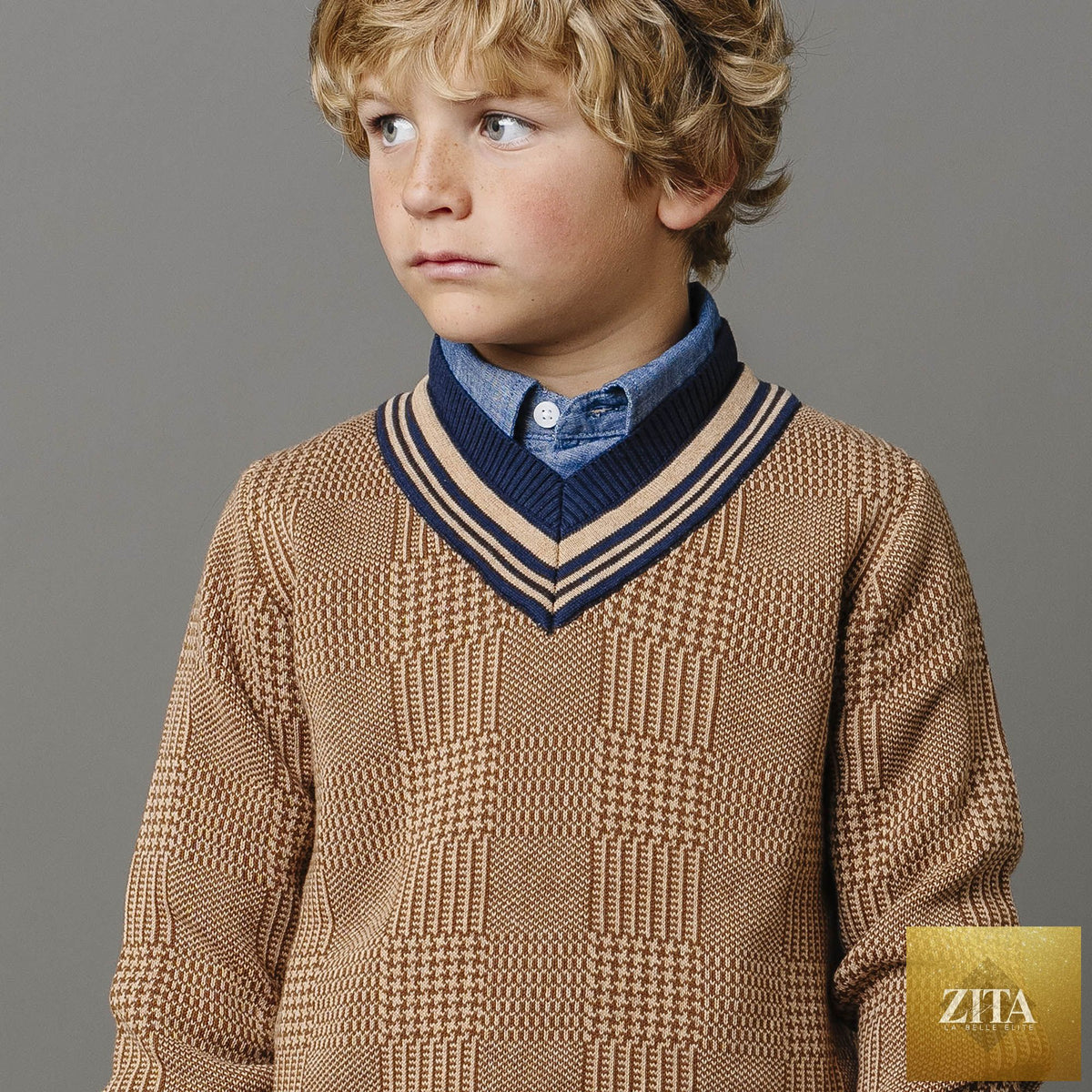 Baby organic cotton cricket sweater by Hope & Henry, featuring intarsia cricket pattern and soft, cozy knit fabric.
