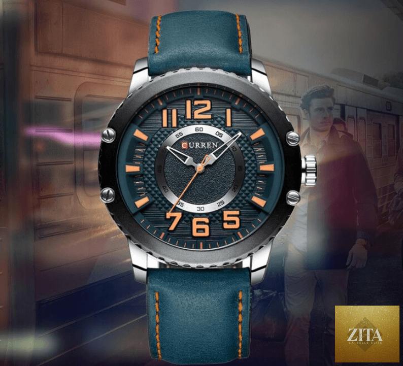 Men's Stevvex waterproof sport watch with leather belt, large numbered dial, and unique design, perfect for active and casual wear.