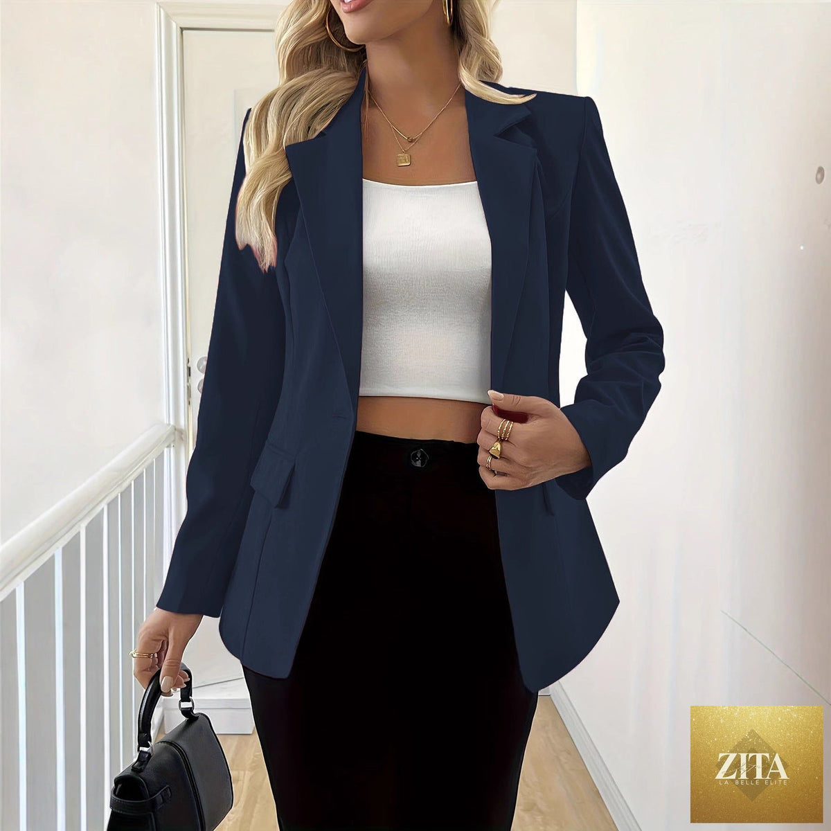 FitiqueFit long-sleeve casual jacket with single button in four colors, available in sizes S to 3XL, displayed on a model.