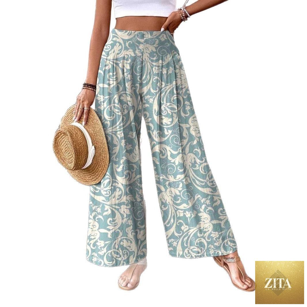 Plus-size women's casual wide-leg denim athletic pants with a relaxed fit and comfortable design.