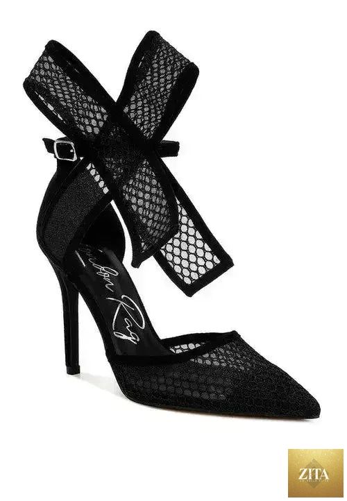 Zita La Belle Elite women's stiletto sandals with big bow detail, open-toe design, and sleek style.
