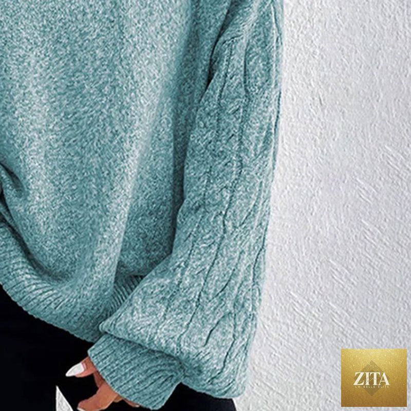 Women's FitiqueFit cold shoulder sweater with high neck and cut-out detail, long sleeves, casual pullover for stylish comfort.