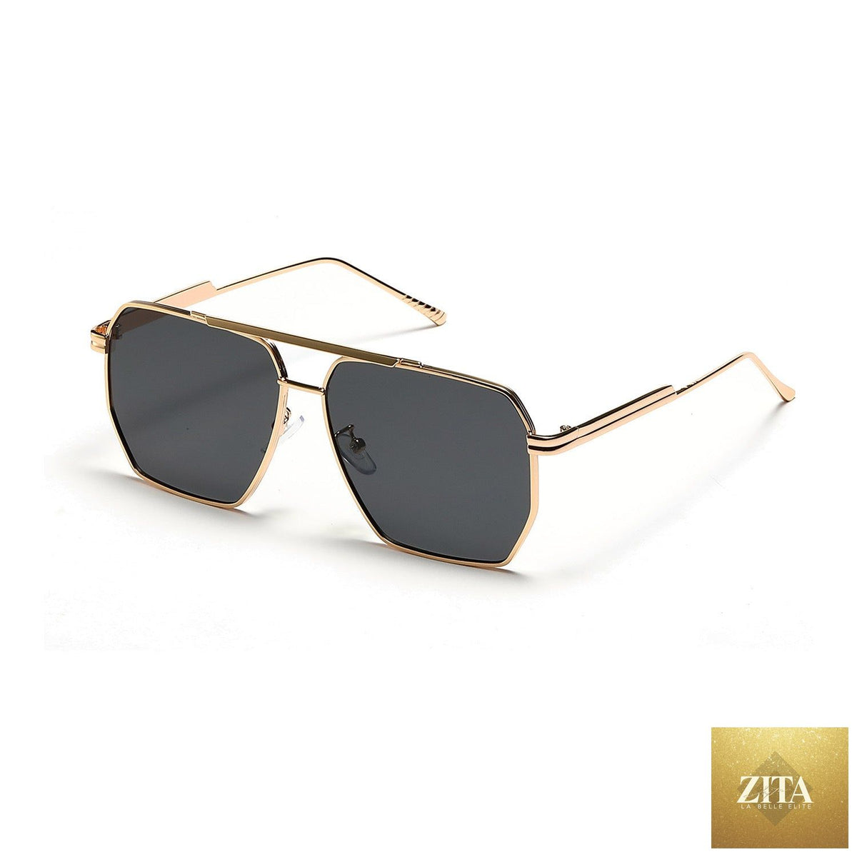 Large retro double beam sunglasses by FitiqueFit with UV400 protection, featuring oversized frames and stylish design.
