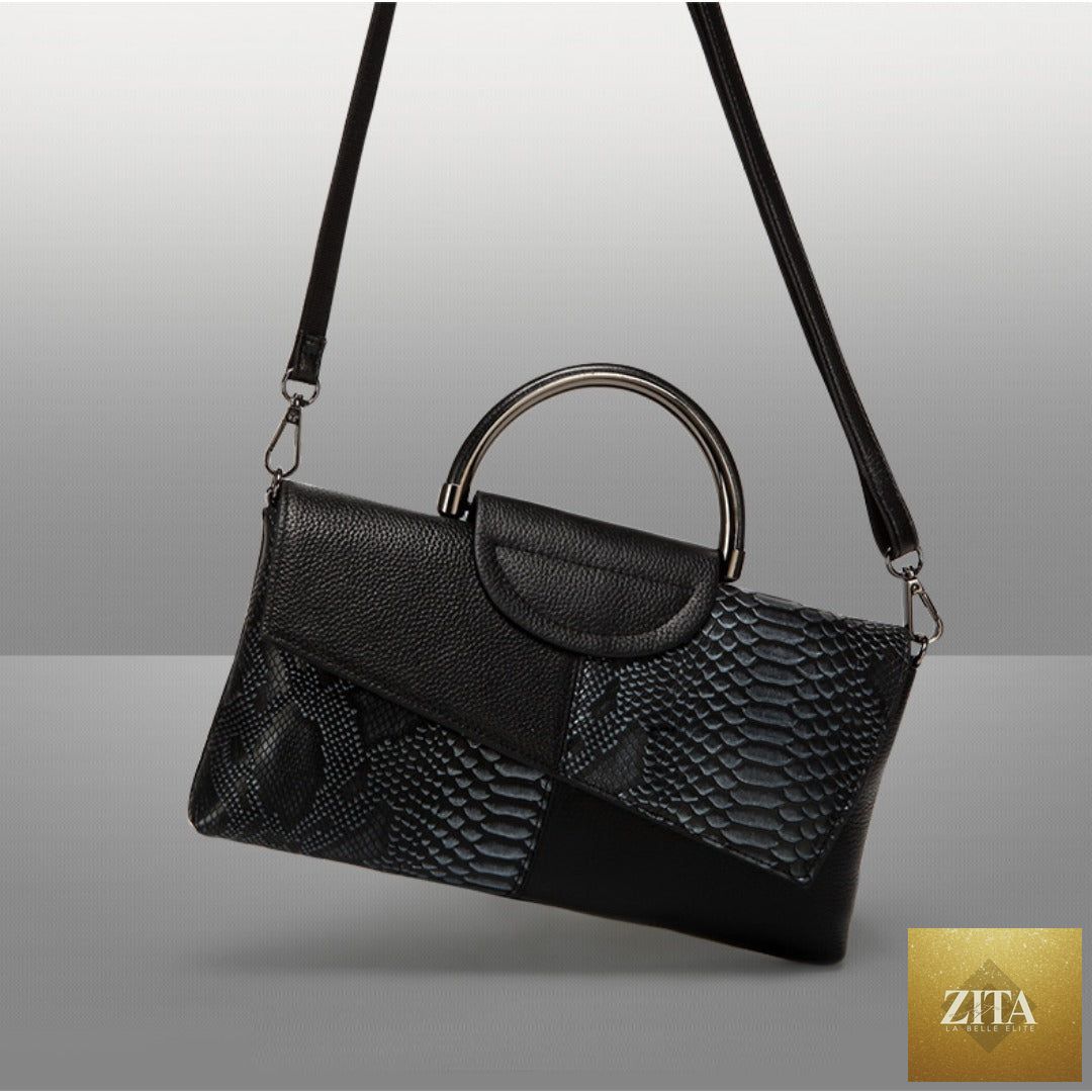 Luxury nude evening clutch bag for women with crocodile pattern, spacious banquet handbag, crossbody style, elegant fashion accessory.