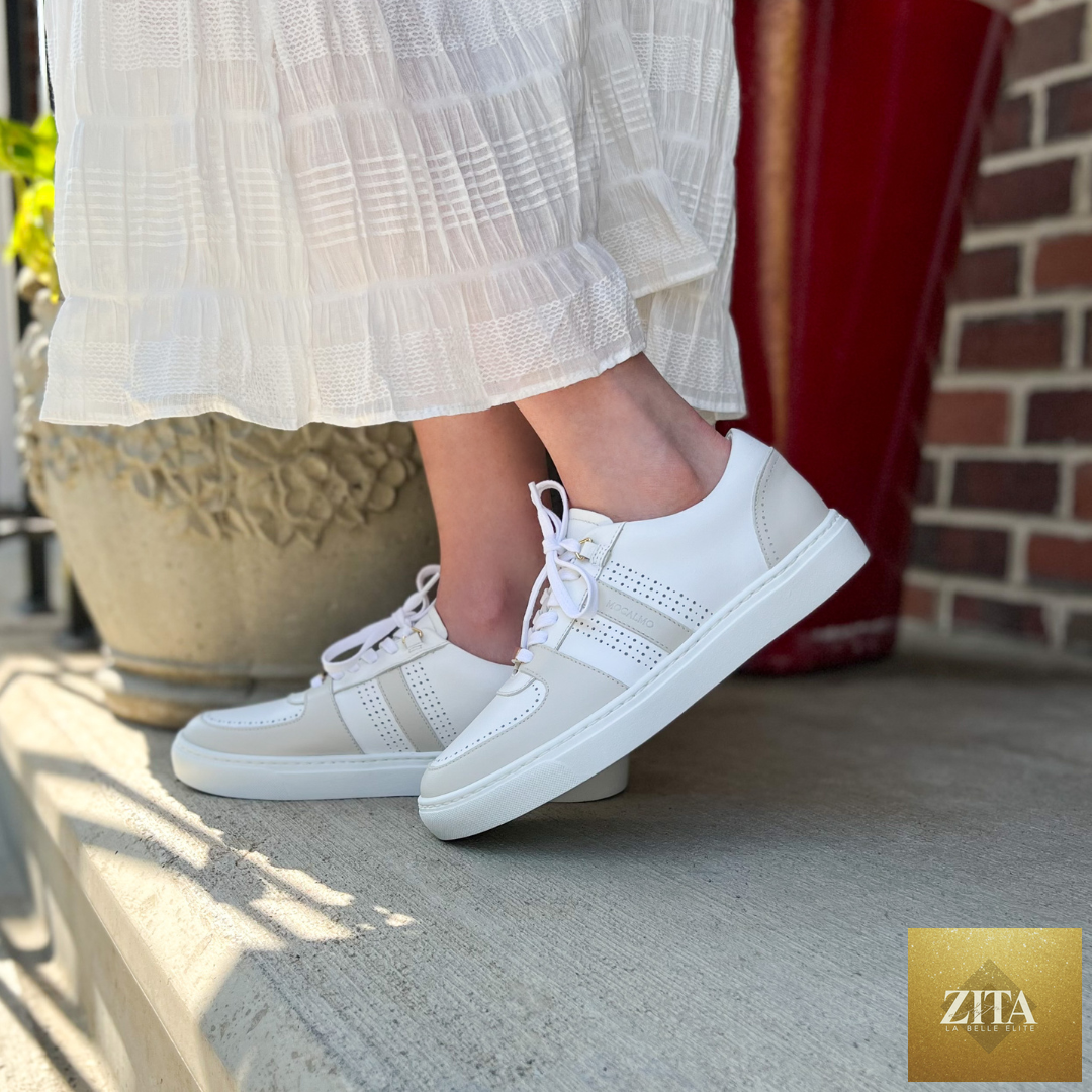 Women's MOCALMO Norma ivory gray sneakers with white soles and stylish design, perfect for casual wear.